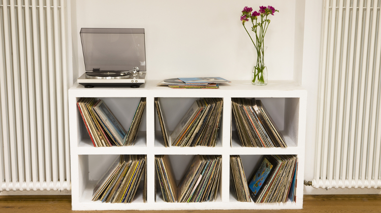 table for record player and speakers